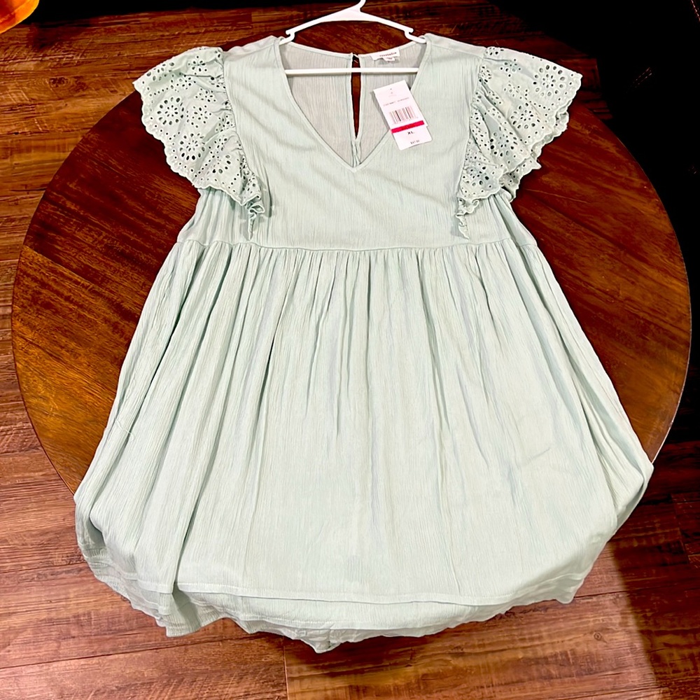 Mint Eyelet Dress